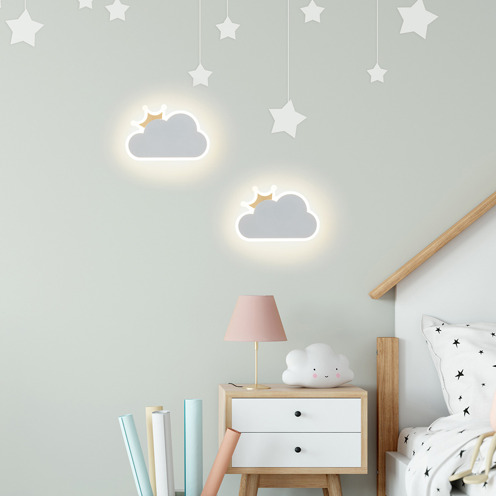 LED 크라운 구름 키즈 벽등 10W (220v 콘센트 겸용)